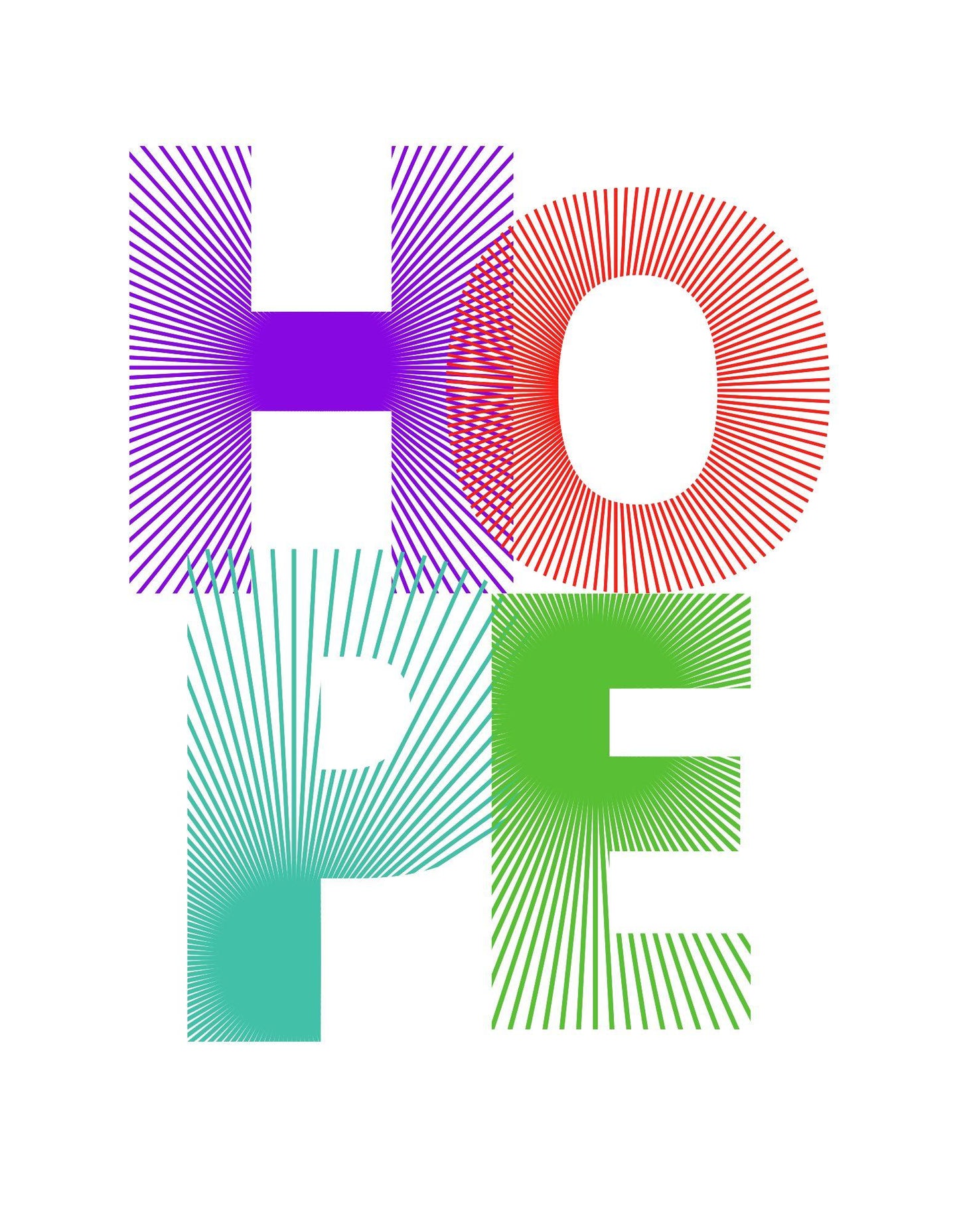 Colorful 'HOPE' text on a white background